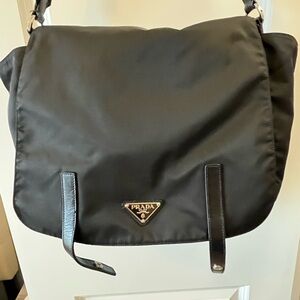 Prada Black Messenger Bag with Leather Accents